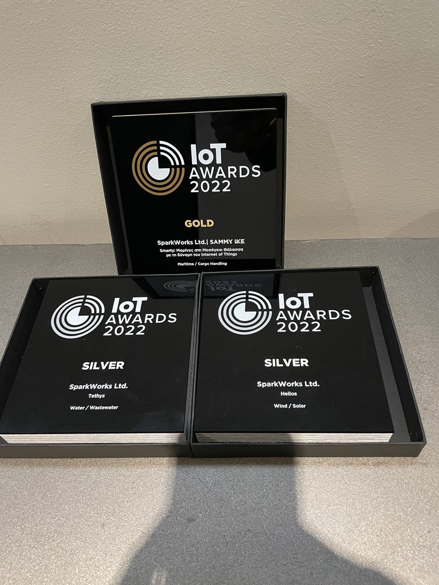 sparkworksnet's tweet photo. Congratulations to the whole Sparks team for all the hard work, see you next year #IoTawardsgr #sparks #aws #sammy https://t.co/2dQmmzUvOd