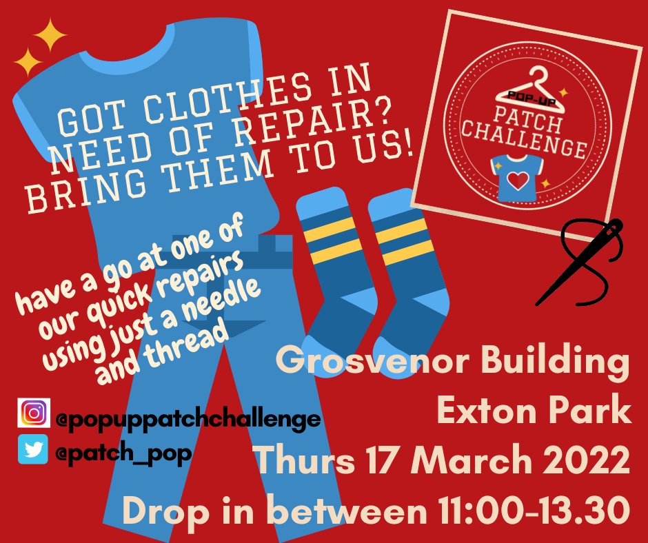 We're teaming up with <a href="/UoCVolunteering/">UoC Volunteering</a> and Peer Mentoring for our pop-up event next week. Can't wait to get mending 🪡 #mendmarch