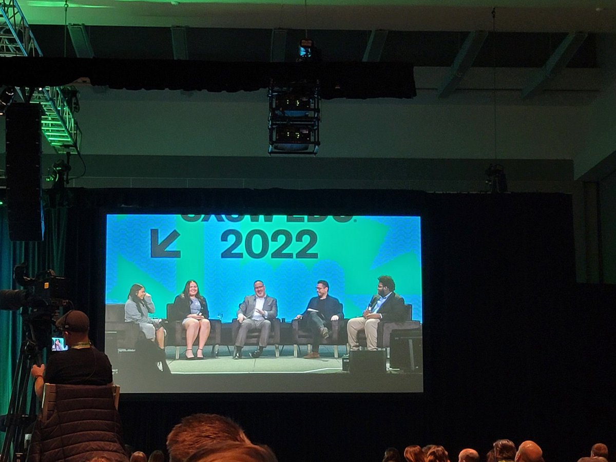 US Secretary of Education Miguel Cardona interrupts his bio saying "I'm a Dad and a teacher." Now he's on a panel with three students talking about how we reinvent education moving forward. #sxswedu