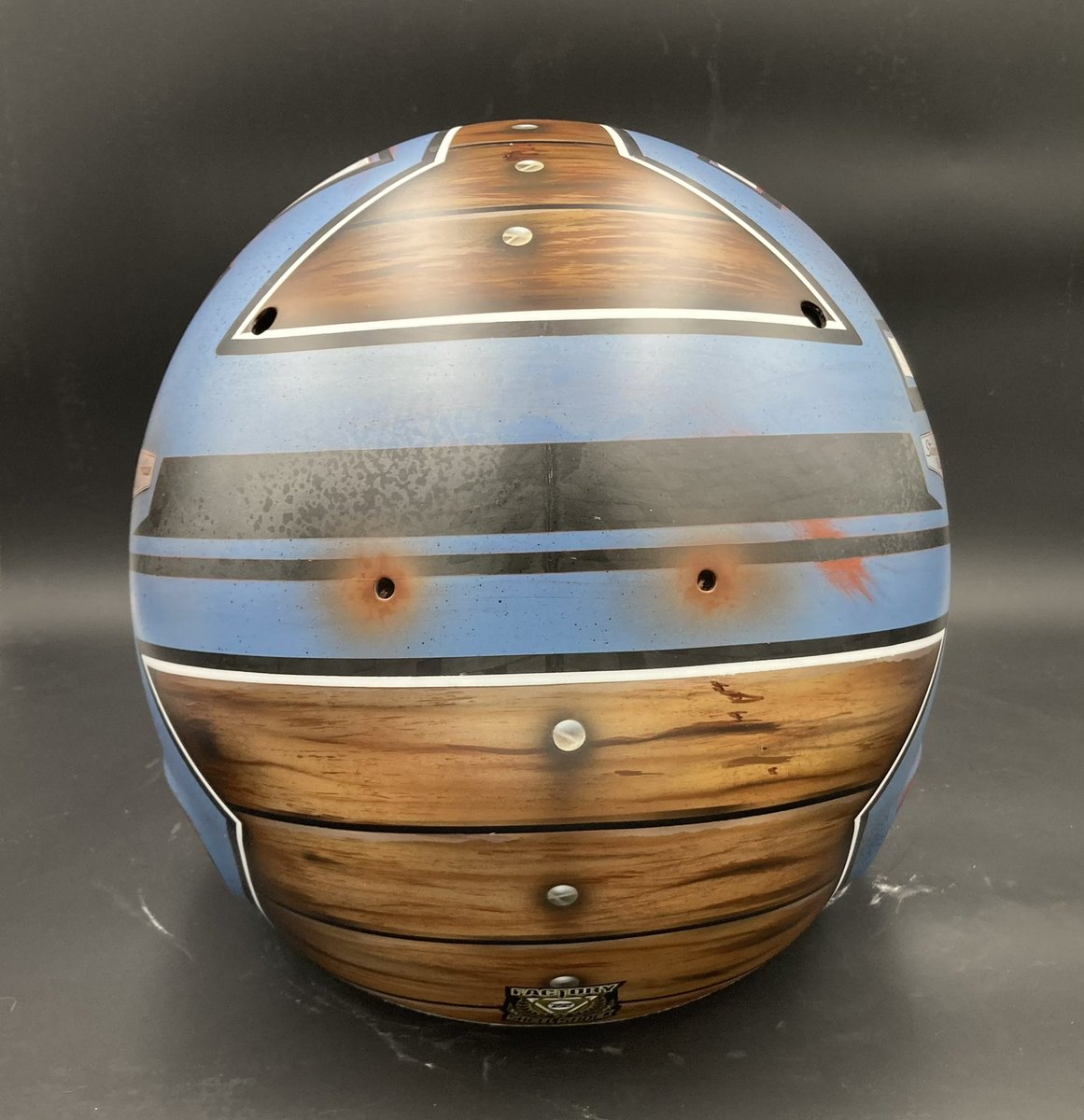 chasebriscoe's tweet image. Every year since 2018 I’ve done a “rusted” helmet. Here is what @ShellShockCo came up with for this years edition. 🔥