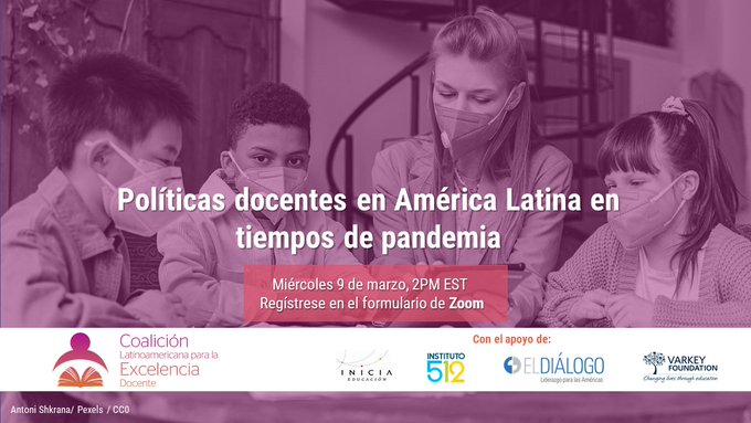 Conozca sobre las lecciones aprendidas y los retos a futuro de las #PolíticasDocentesEnPandemia en el evento de la Coalición Latinoamericana para la Excelencia Docente participará <a href="/VeronicaSpross/">Veronica Spross de R</a>  de <a href="/exeguatemala/">E. por la Educación</a> .  
Hoy 9 de marzo 2PM EST 
Regístrese➡️  bit.ly/3tiWWTg