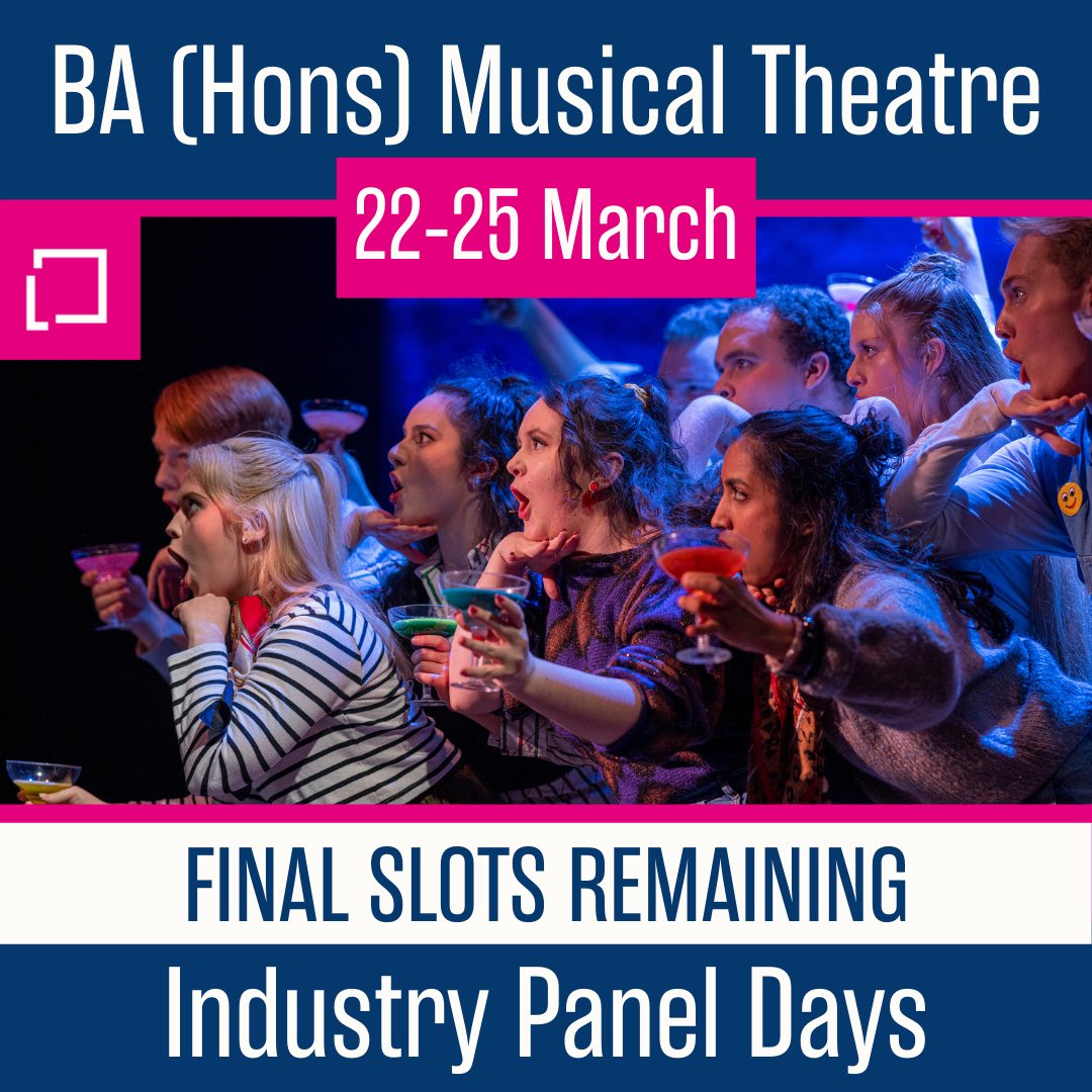 Final few sessions available for our first ever industry panel week (22-25 March). Guests will be given an in-depth, personal welcome to Leeds Conservatoire's Musical Theatre course and will be invited to see our students perform individually and as an ensemble.