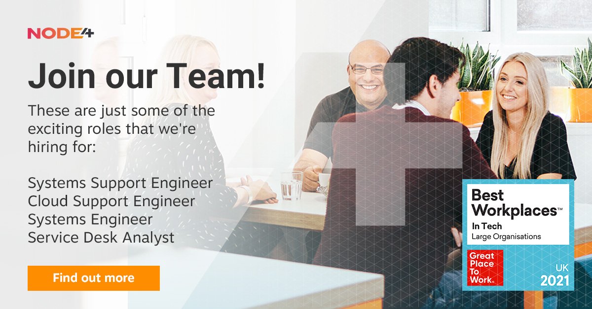 Node4Ltd's tweet photo. These are just some of the exciting vacancies that we currently have at Node4 - click here to view a live list of our current vacancies: https://t.co/pDZS4cpsf4
#node4 #newjob #vacancies https://t.co/q0XO0qDxhG