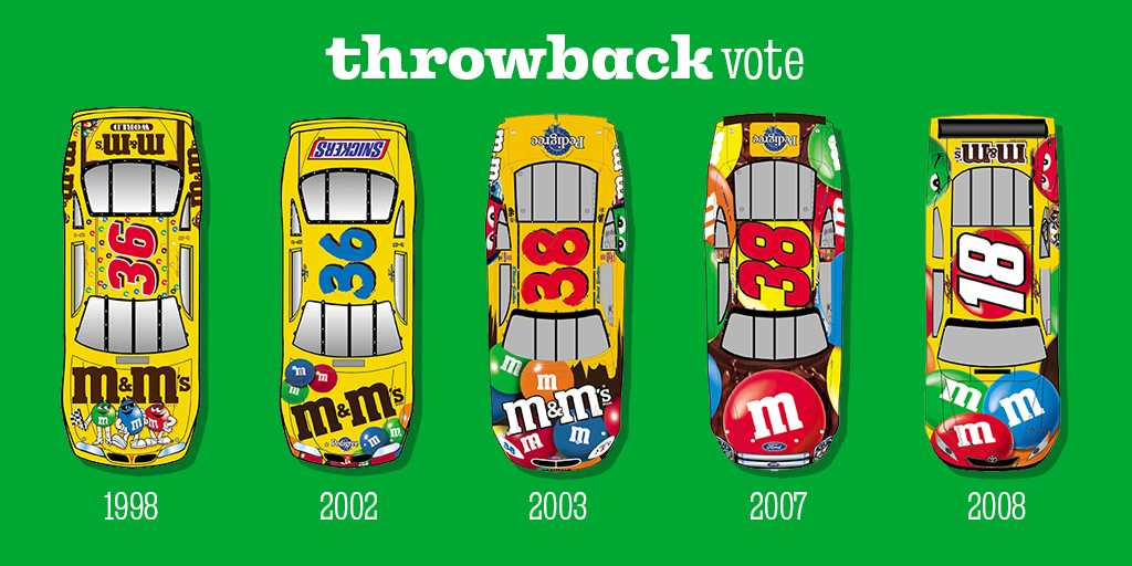 As we continue to celebrate fans in our final year in @NASCAR, we’re giving you the chance to vote for our Throwback Car that will hit @tootoughtotame in May! Take a look at the schemes and get ready to vote for your fav tomorrow!