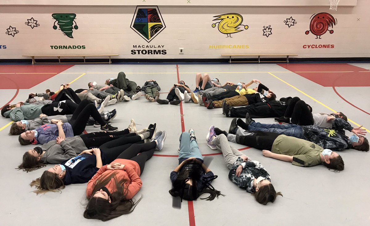 An important part of our Phys-Ed program - down regulation - “reducing a response to a stimulus”. Makes for a smooth transition into the next part of our day. <a href="/MacaulayPS/">Macaulay PS</a>