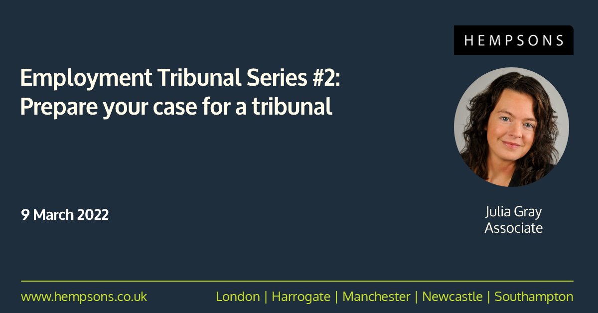 hempsonsgp's tweet photo. In the second of her three part employment tribunal series, Julia Gray @JGrayLLB looks at preparing the case for hearing or otherwise resolving the claim. First published in #IndependentPractitionerToday in their March issue – read here in full: https://t.co/j5ljH8s86Y https://t.co/9E57B6G9fe