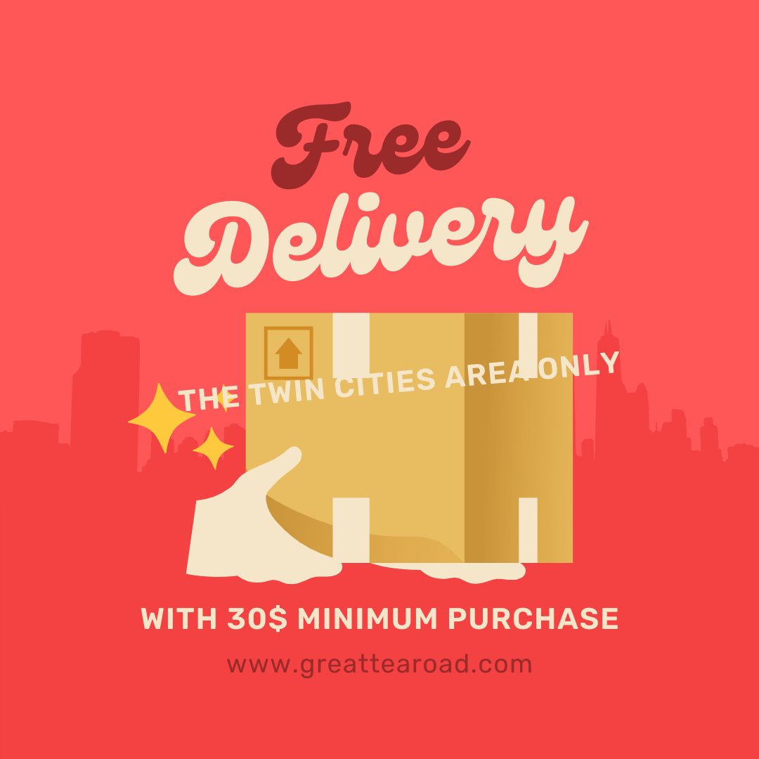 Greattearoad's tweet photo. Don't miss out on free delivery from March 1 - 16, 2022 when you purchase $30 from our online store. We will drop off your teas at your door. This offer is only available in the Twin Cities area.

https://t.co/tRIrKNAiB5

#tealovers #priorlake #greattearoad https://t.co/b2oPOnNGI3
