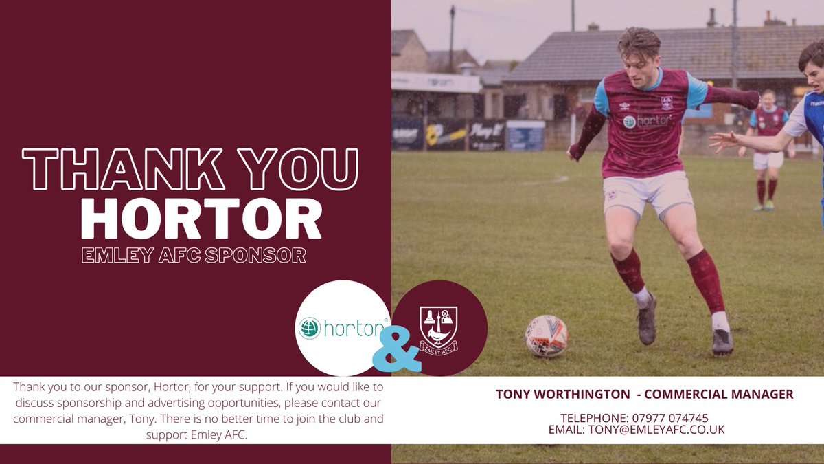 Emley_AFC's tweet photo. Sponsor Spotlight 🔦 Hortor 

Our sponsor Hortor, are a global resourcing and managed service specialist based in Leeds. Emley are proud to wear their logo on our home kit. Thank you for your support 👏

#WeAreEmley #NonLeague
ℹ️ https://t.co/H8RbA6sIu8 https://t.co/eX95EH9iFe