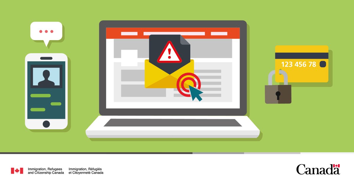 CitImmCanada's tweet image. It’s easy for criminals to create fake websites or email addresses that look professional or like they belong to the government. Learn how to recognize and avoid falling victim to an internet, email or telephone scam: ow.ly/sOW850I8vAq  #FPM2022