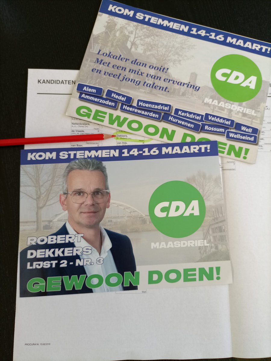Ik ben er klaar voor, jij ook? Stem 14-16 maart CDA Maasdriel , lijst 2, nummer 3. Gewoon doen!