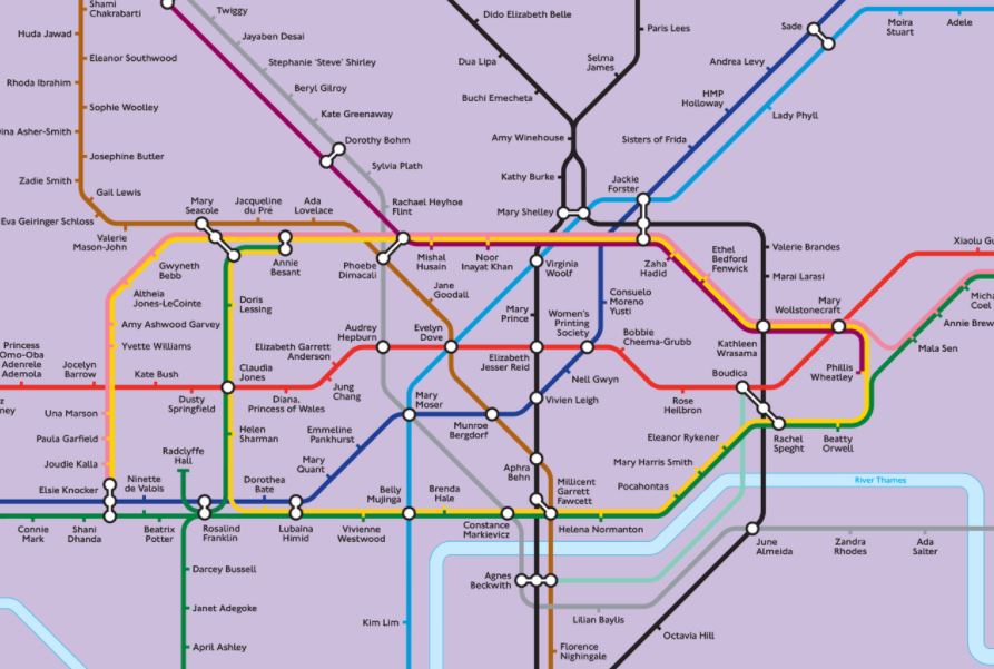 Celebrating Women’s History Month, the City of Women interactive tube map replaces station names with the women and non-binary people who have shaped London. Click on each station for more info: cityofwomenlondon.org