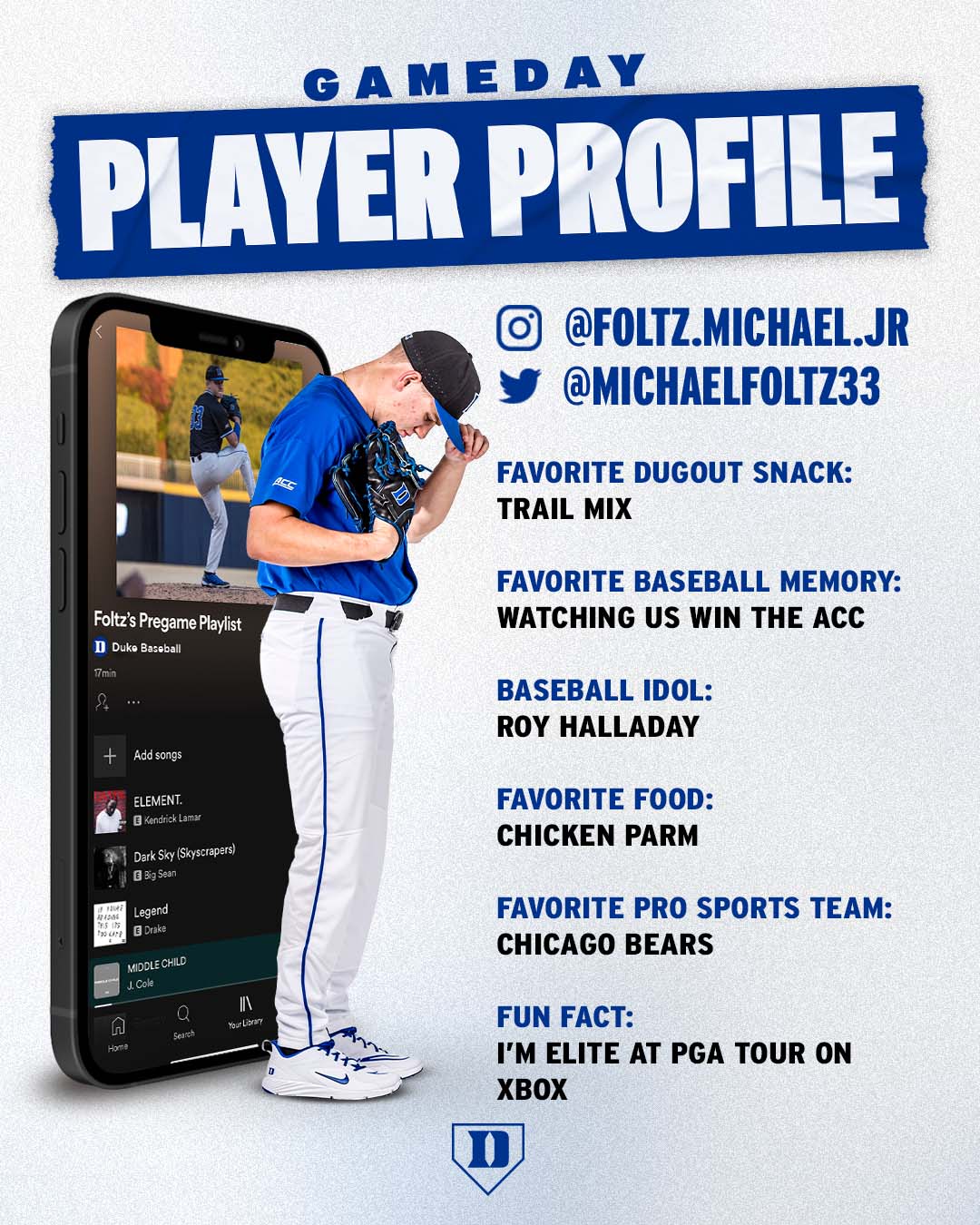 Duke Baseball on Twitter "You don't want to face Foltz on the sticks.…