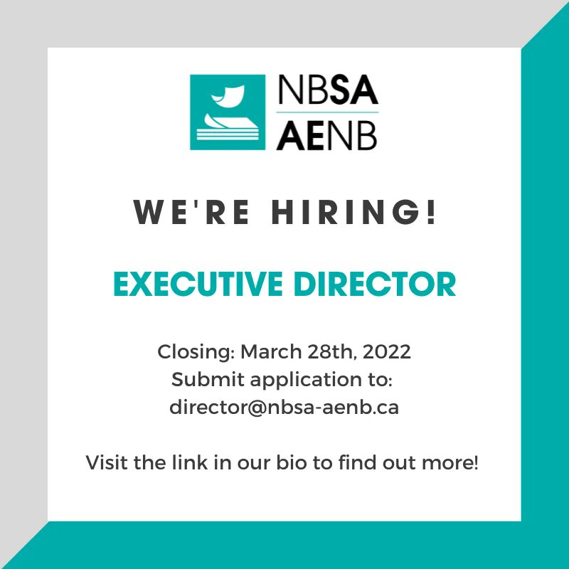 Passionate about making a difference in the postsecondary sector in New Brunswick? Consider applying to be our next Executive Director.  

Check our website at nbsa-aenb.ca/were-hiring for more information! 📚