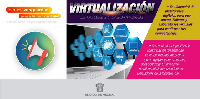 ConalepBQA's tweet photo. Por medio de la  Virtualización de Talleres y Laboratorios podrás operar plataformas digitales desde cualquier dispositivo, confirmando tu formación práctica. Para mayor información consulta:  https://t.co/ym9NQk930V
@Conalep_Edomex https://t.co/bdj2xiJo1n