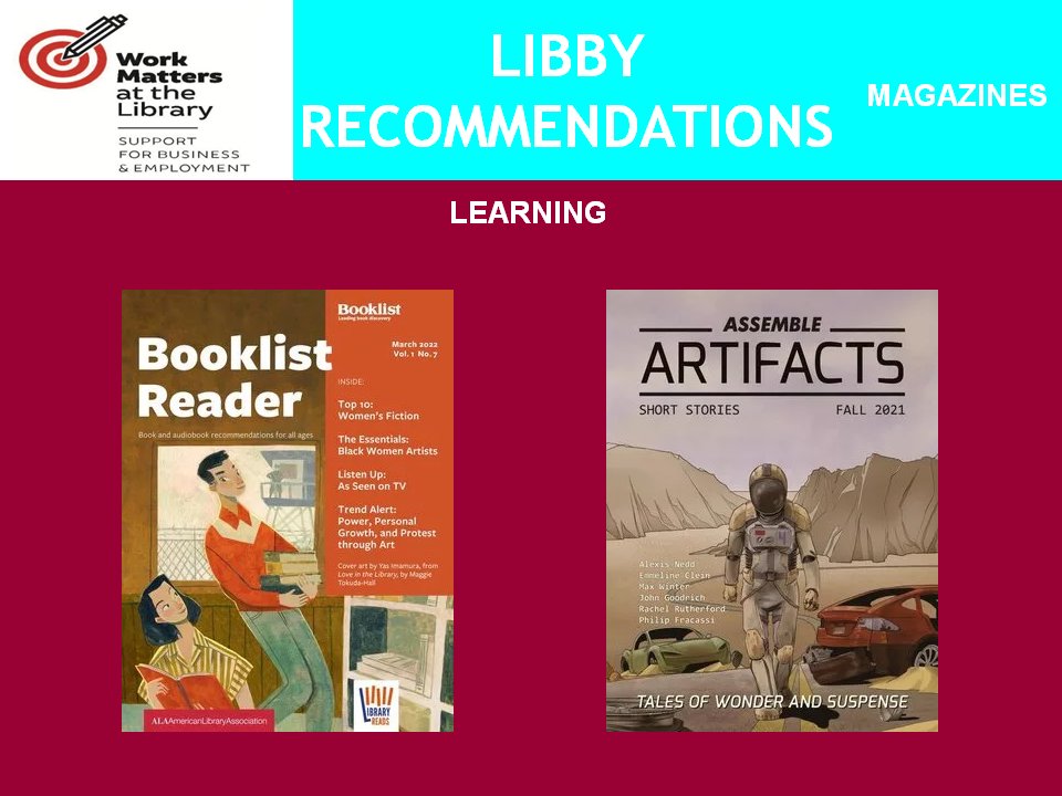 louthcoco's tweet photo. These magazines @LibbyApp feature book and audiobook recommendations for readers and listeners. A thrilling mix of short stories from horror, comedy and science fiction genres. @aontas @AontasIreland #louthlibraries #LearnYourWay #workmattersatthelibrary #Libby @LibrariesIre https://t.co/dXLcVfeoE9