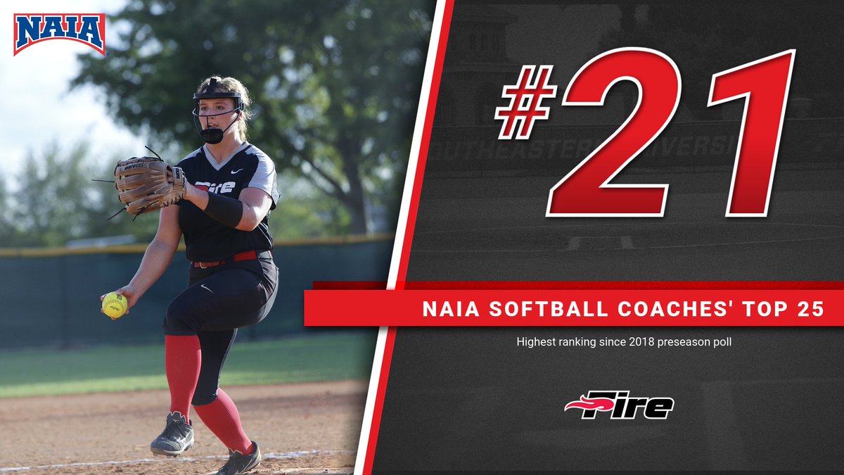 SEUFireSoftball's tweet photo. The Fire check in at #21 in today's @NAIA Coaches' Poll!

#FuelTheFire🔥 https://t.co/oZ4yjVI2iI