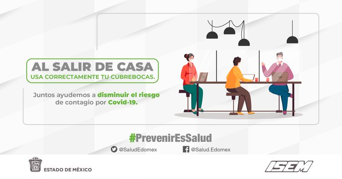 ConalepBQA's tweet photo. #EdoméxEnSemáforoVerde Recuerda al salir de casa debes usar correctamente el cubrebocas, es tarea de todos ayudar a disminuir el riesgo de contagio por COVID-19.
@Conalep_Edomex
@SaludEdomex
#CuidemosTodosDeTodos 
#PrevenirEsSalud https://t.co/AU1qG0yPgb