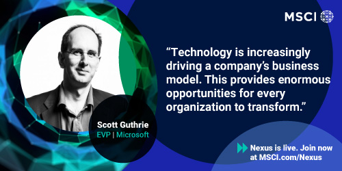 MSCI_Inc's tweet image. MSCI Nexus is underway. Access the sessions here: ms.spr.ly/6015wbknN        
#digitaltransformation #ISaaS  #Microsoft
#EmpoweringInvestors #futureofinvesting