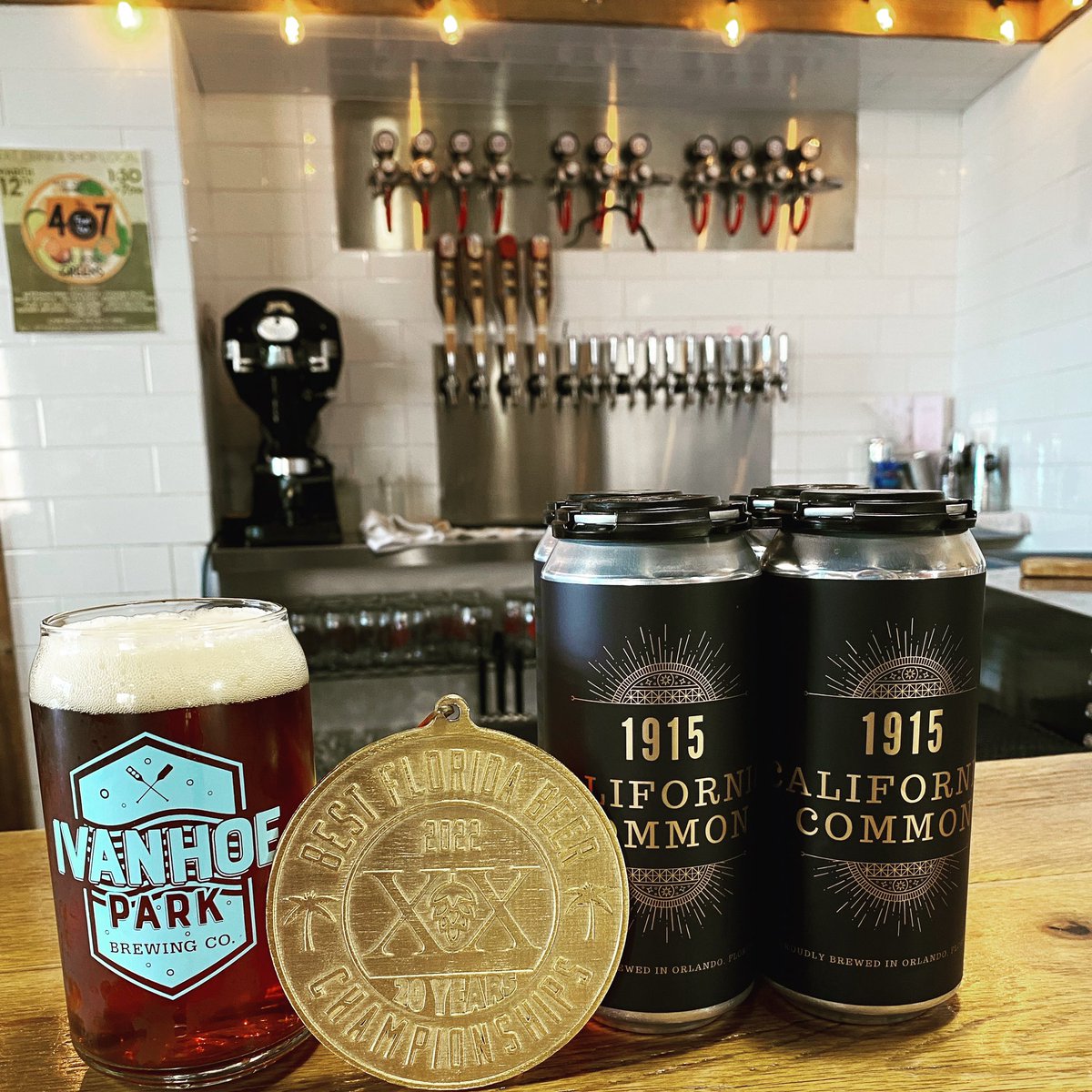 We are still celebrating our Gold Medal win at @bestfloridabeer for 1915 California Common!  We will be tapping the last kegs of it today, so swing by soon to get this one.  Wellness Wednesday tonight with @ipbcorunclub and @allfitorlando.  @treehousetruck on the patio!