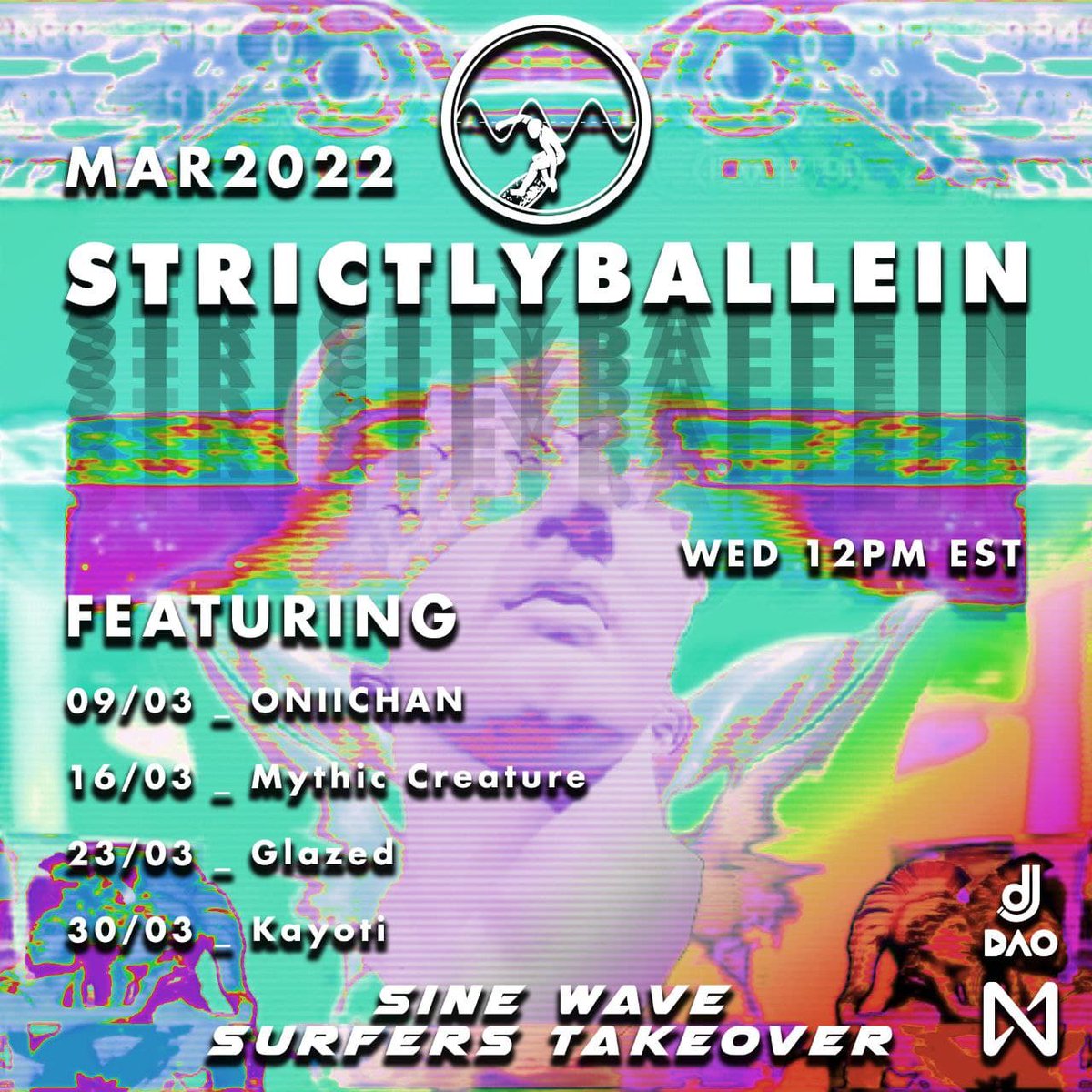 #StrictlyBallein MARCH 2022
FEATURING ACTS FROM <a href="/SineWaveSurfers/">Sine Wave Surfers Collective</a> 
opening sets by <a href="/netunoblu/">Netunoblu</a>.
 
WEDNESDAYS 12PM EST / 5PM UTC
📍 bit.ly/theplaygroundcv