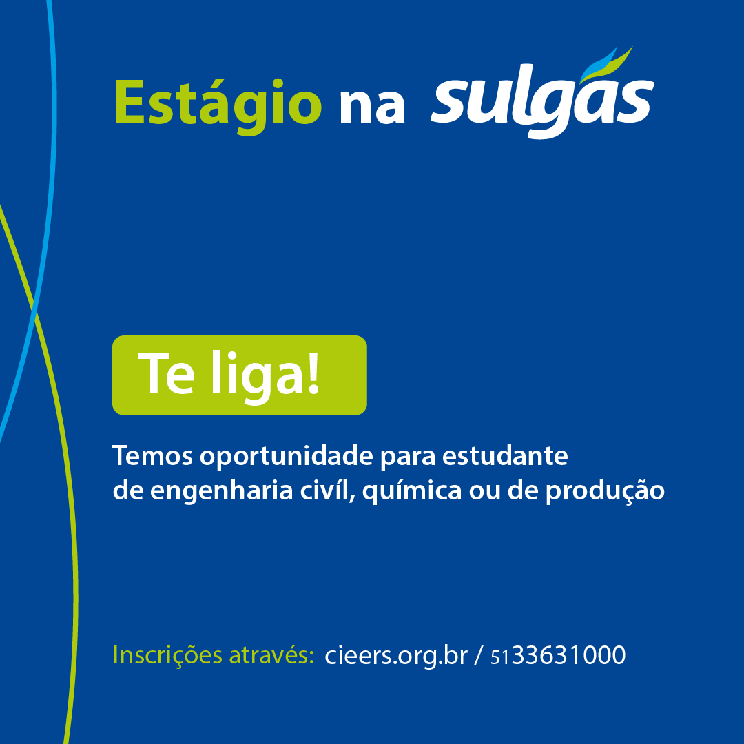 SulgasRS's tweet photo. Se você está cursando a partir do 5º semestre de engenharia civil, engenharia química ou engenharia de produção, participe do processo seletivo da Sulgás e venha somar seu talento com o nosso.
🖋️Inscrições através do https://t.co/sgc72RLyTd 
☎️(51) 3363-1000 #estagio #estágios https://t.co/VueCKjXnOd