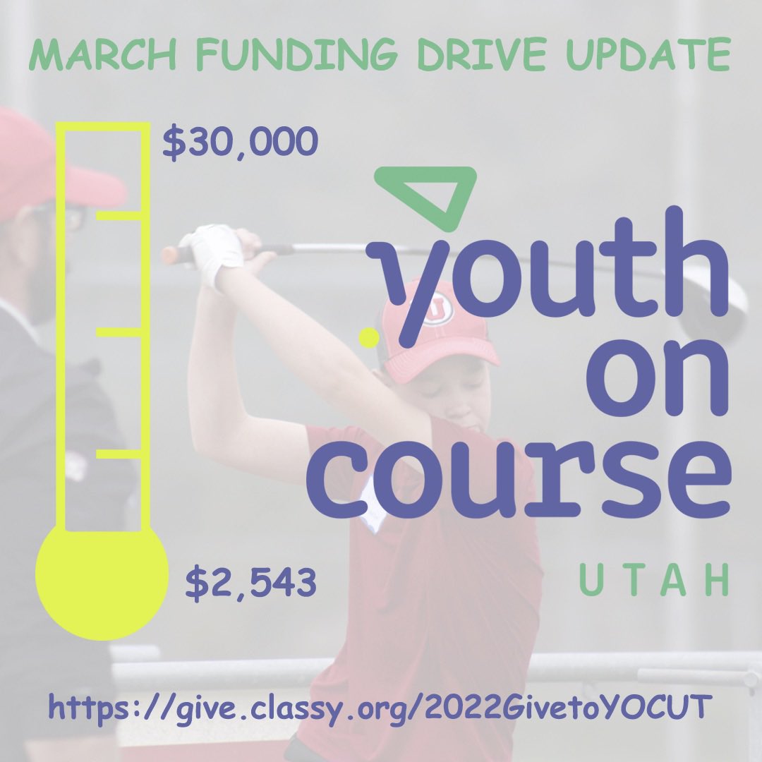 It’s week 2 of the Youth on Course UT March Funding Drive, and we need your help to reach our $30,000 goal! ⛳️

Give today: give.classy.org/2022GivetoYOCUT #utahgolf @yocgolf