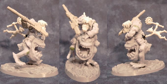 Head: MrModulork
Body/Weapon/Mount: Geargut's Mekshop
Grot: Mekka Miniatures
Base: My Original 