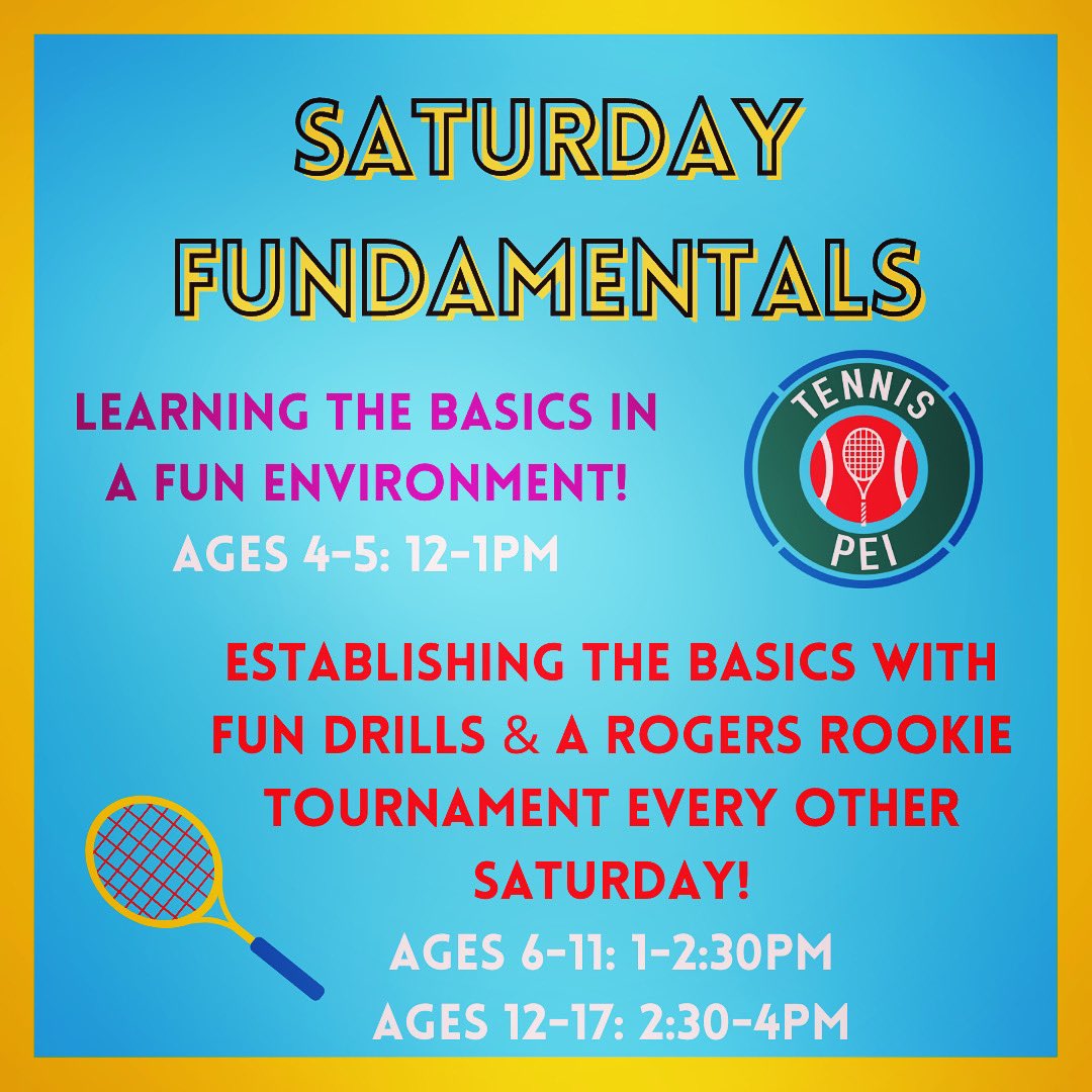 TennisPEI's tweet photo. Saturday Fundamentals is beginning March 26th! https://t.co/PR4sZGbbNZ