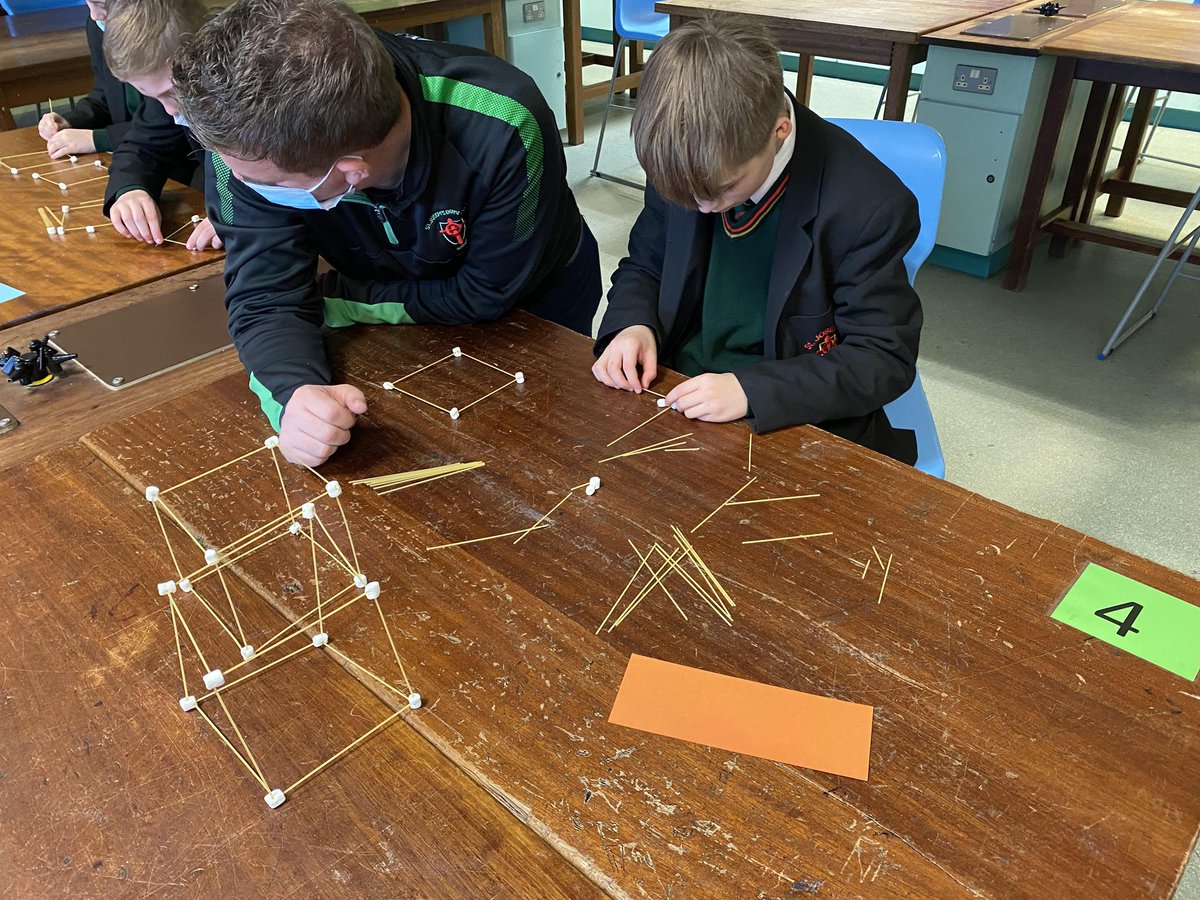 StJosephsDerry's tweet photo. Mr Quigleyโs Year 8s constructing 3D shapes using spaghetti and marshmallows.
#PracticalMaths
#PropertiesOfShape
#ConcreteApproach https://t.co/mlRJlCx2v7