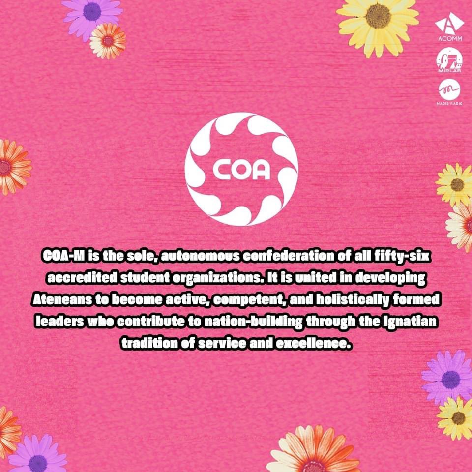 AteneoACOMM's tweet photo. Minor partner: 
@coamanila 

#ComYounicate2022
#ACOMM19

Spiel by Cholo Hermoso
Design by Bea San Luis https://t.co/8RiY7zkUsR