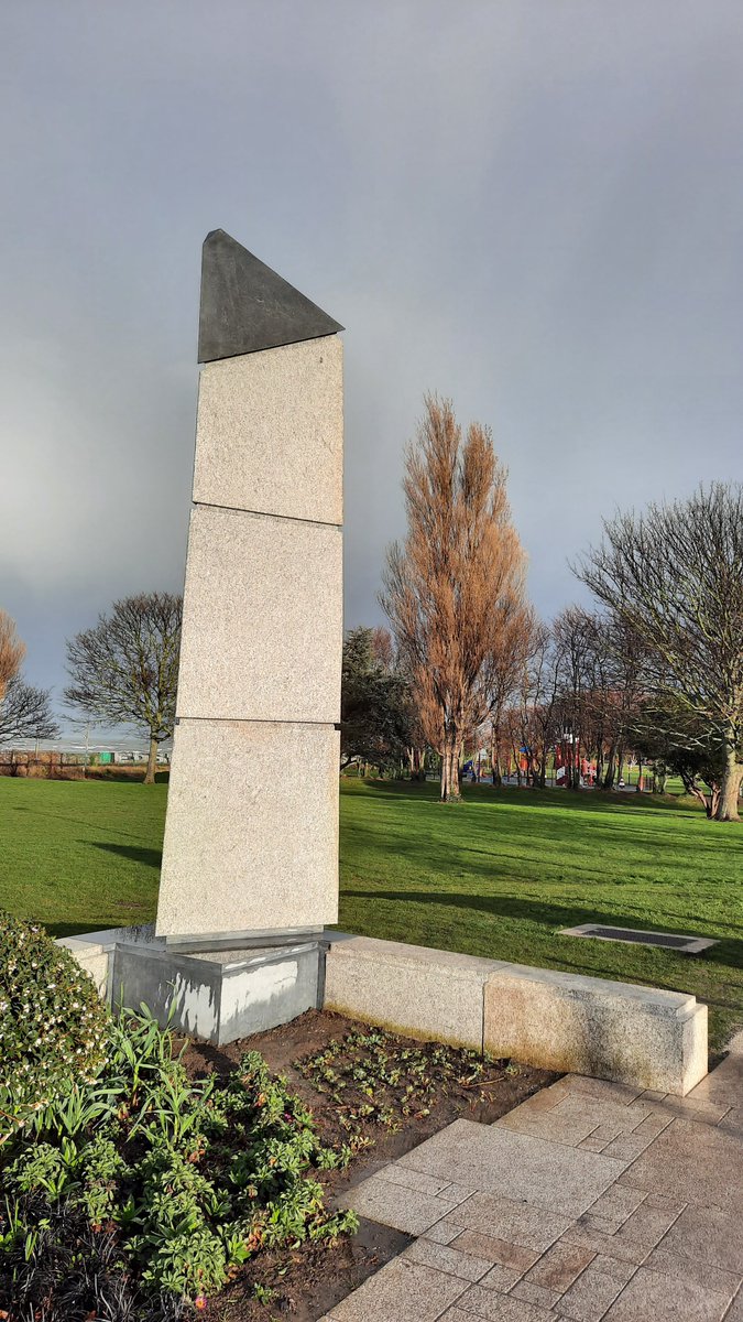 The pillars are the final element of the new Booterstown Entrance into Blackrock Park. Crafted from leinster granite and calp limestone. They stand at 5m tall and are over 1mx1m at the base. The site is along a busy corridor for trains, vehicles, bikes and pedestrians. #dlrparks