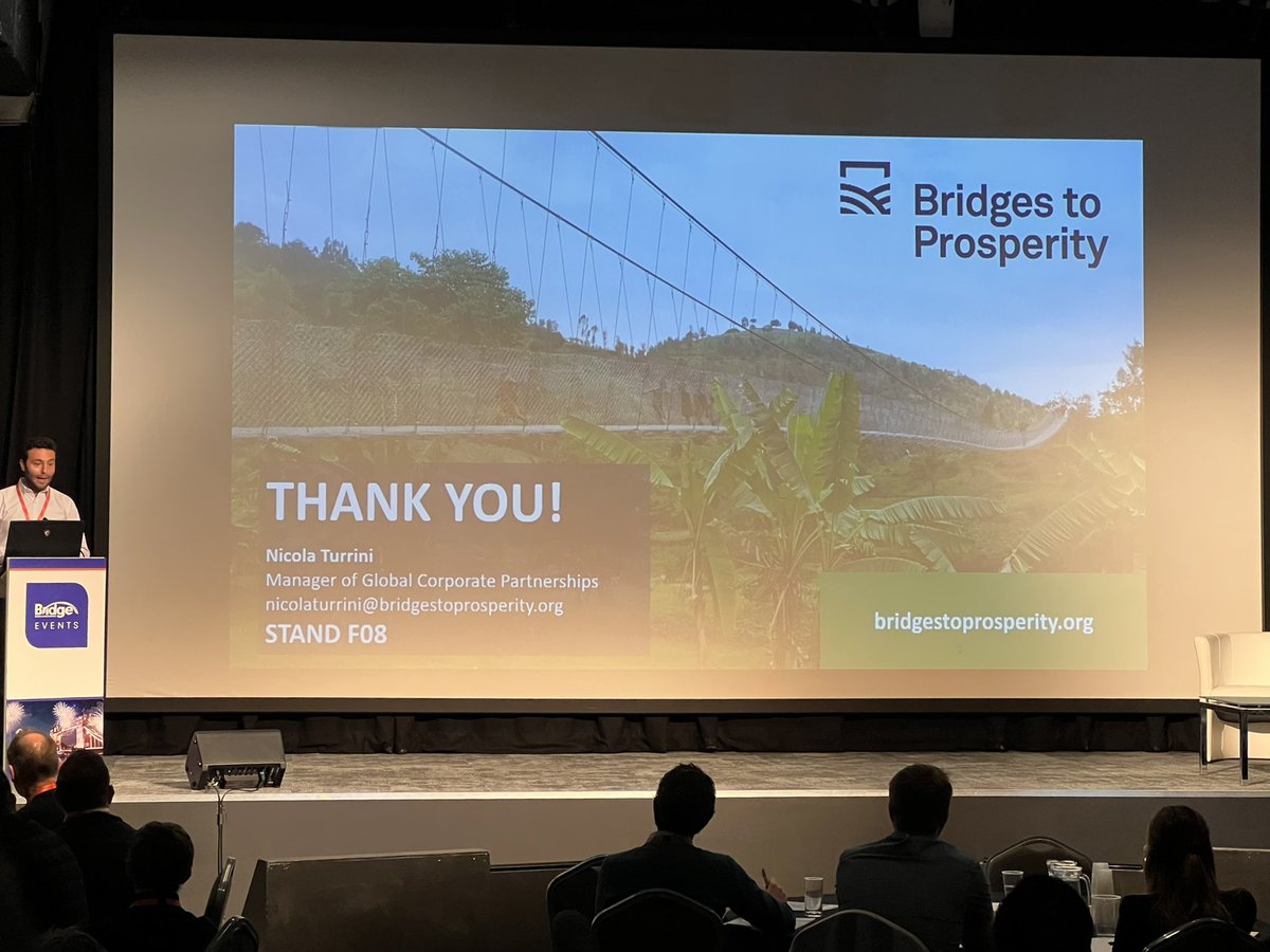 Great presentation by Nico @B2P on the new suspended/suspension hybrid footbridge design being implemented in #Rwanda at the #Bridges22 <a href="/bdebridgeweb/">Bd&e</a> conference