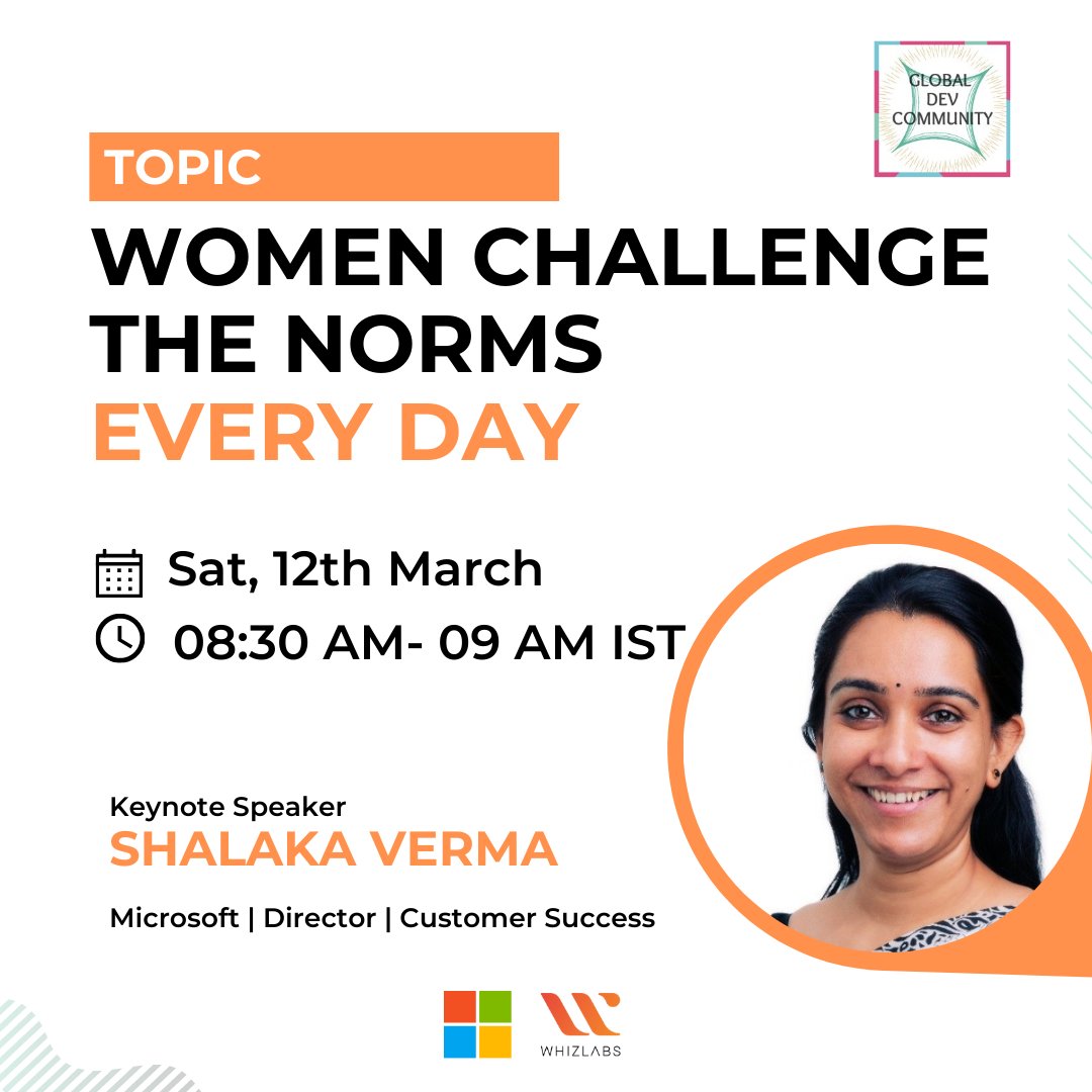 DhruvinShah16's tweet photo. 🎉 🎊Let's celebrate this International Women's day with Tech Divas! 🎈
Let's welcome our speaker - Shalaka Verma

📌 R͟E͟G͟I͟S͟T͟E͟R͟ : https://t.co/dfzTldWU6c
Sponsor: @Whizlabs 
#Microsoft #PowerPlatform #Microsoft365 #GlobalDevCommunity #womanintech #womenleadership https://t.co/YPsoH1jAMb