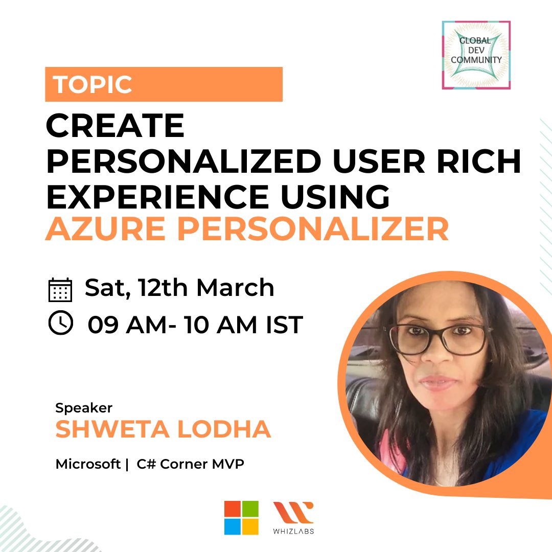 DhruvinShah16's tweet photo. 🎉 🎊Let's celebrate this International Women's day with Tech Divas! 🎈
Let's welcome our speaker - Shweta Lodha

📌 R͟E͟G͟I͟S͟T͟E͟R͟ : https://t.co/dfzTldWU6c
Sponsor: @Whizlabs 
#Microsoft #PowerPlatform #Microsoft365 #GlobalDevCommunity #womanintech #womenleadership https://t.co/n2a6Zcw44X