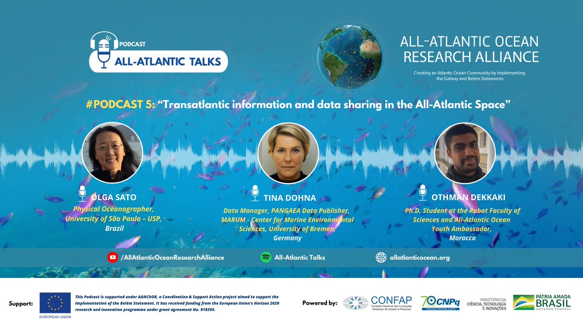 AllAtlanticO's tweet photo. 📣The Episode 5⃣ of the #AltanticAll Talks is OUT!
Dive into a lively discussion on the role of information & #data sharing in the #Atlantic Ocean, and the importance of international cooperation with concrete examples of actions already implemented🌊
🎧https://t.co/SsMTK5tkDA https://t.co/r9v1QqqBSy