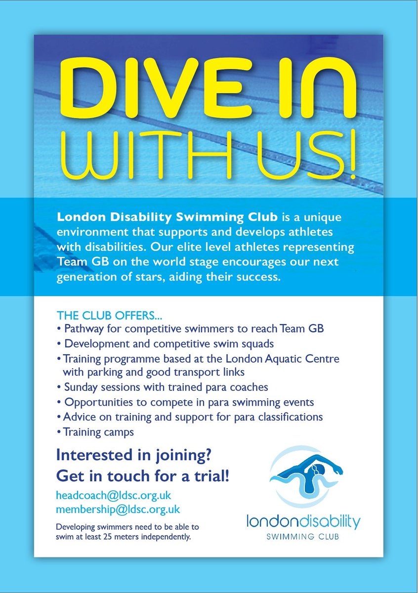 live in London, have a disability, swim and want to get into #paraswimming get in contact 👇👇👇 top coaches and team. @GLL_UK @LondonSport @sophmorgTV @alex_brooker @C4Paralympics