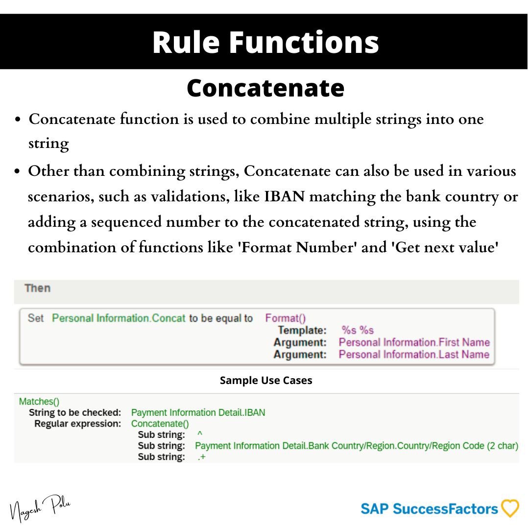 nageshpolu's tweet image. 𝐂𝐨𝐧𝐜𝐚𝐭𝐞𝐧𝐚𝐭𝐞()

Rule functions in SAP SuccessFactors

#SAP #SuccessFactors #Concatenate #Functions