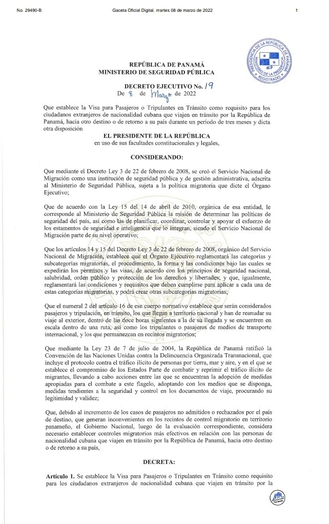 MagJorgeCastro's tweet image. ⚠️⚠️Panamá establece visa de tránsito para los cubanos... una medida que dificulta los viajes teniendo en cuenta que los aereopuertos de ese país son puntos claves de conexiones en América Latina.