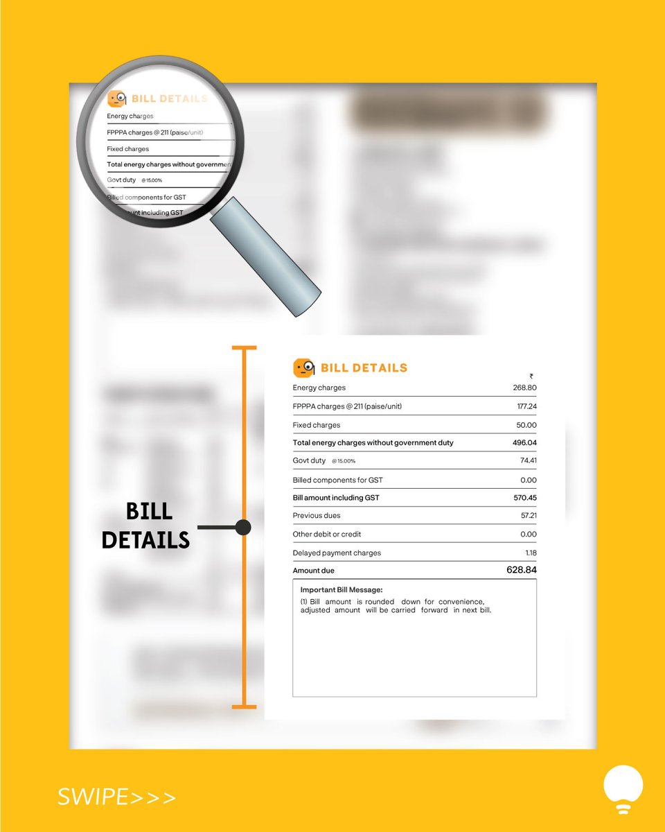 EnersolSolution's tweet photo. Our electricity bills have a lot to say about our #electricity consumption patterns. A good understanding of various components can help you plan for money-saving exercise. Swipe to know what these terminologies mean in your bill. Save this post for your future reference too. https://t.co/ZHUOTJ6bfY