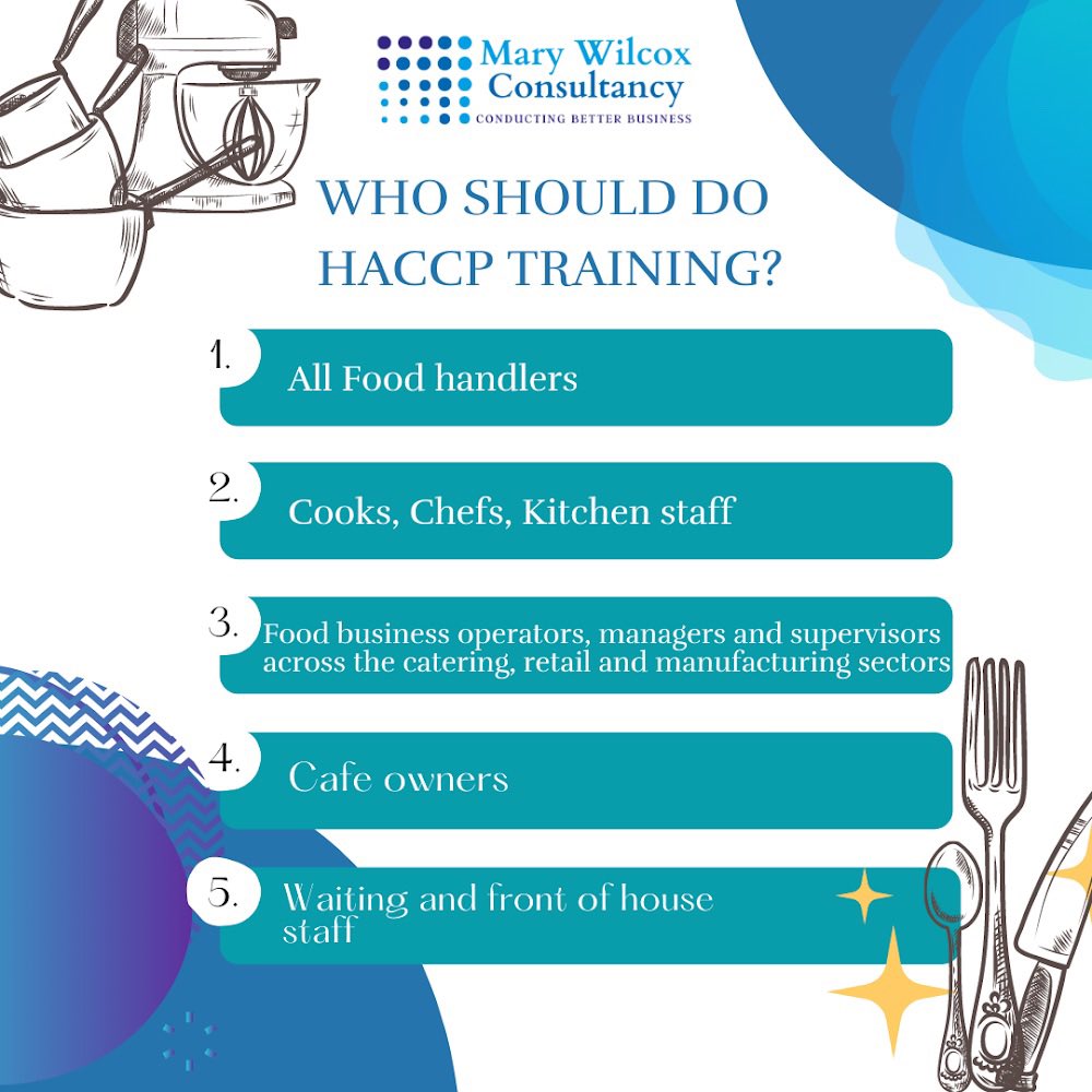 Food Safety Training /HACCP is not just for chefs! It’s for everyone who has anything to do with food, you should be #HACCP certified. 
Get in touch if you want to understand which level is right for you. Mary, 0872880849 or email mary@mwc.ie #foodsafety #onlinetraining #Food