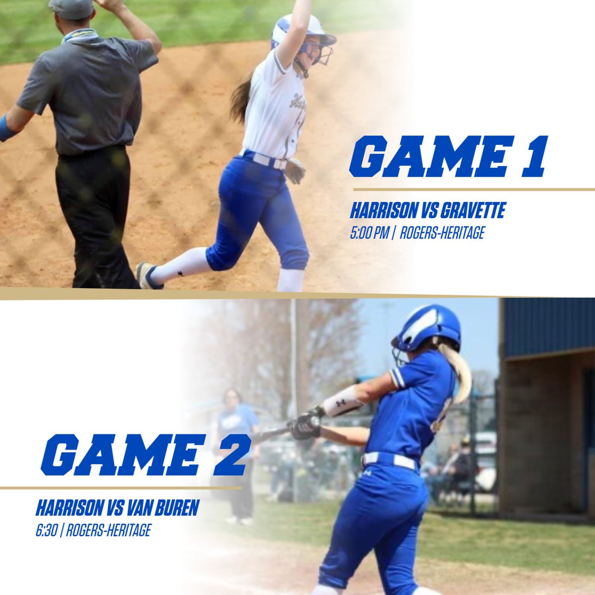 The Lady Goblin softball team heads to Rogers-Heritage to play two games.  They will play Gravette at 5:00 and Van Buren at 6:30. #GoGobs