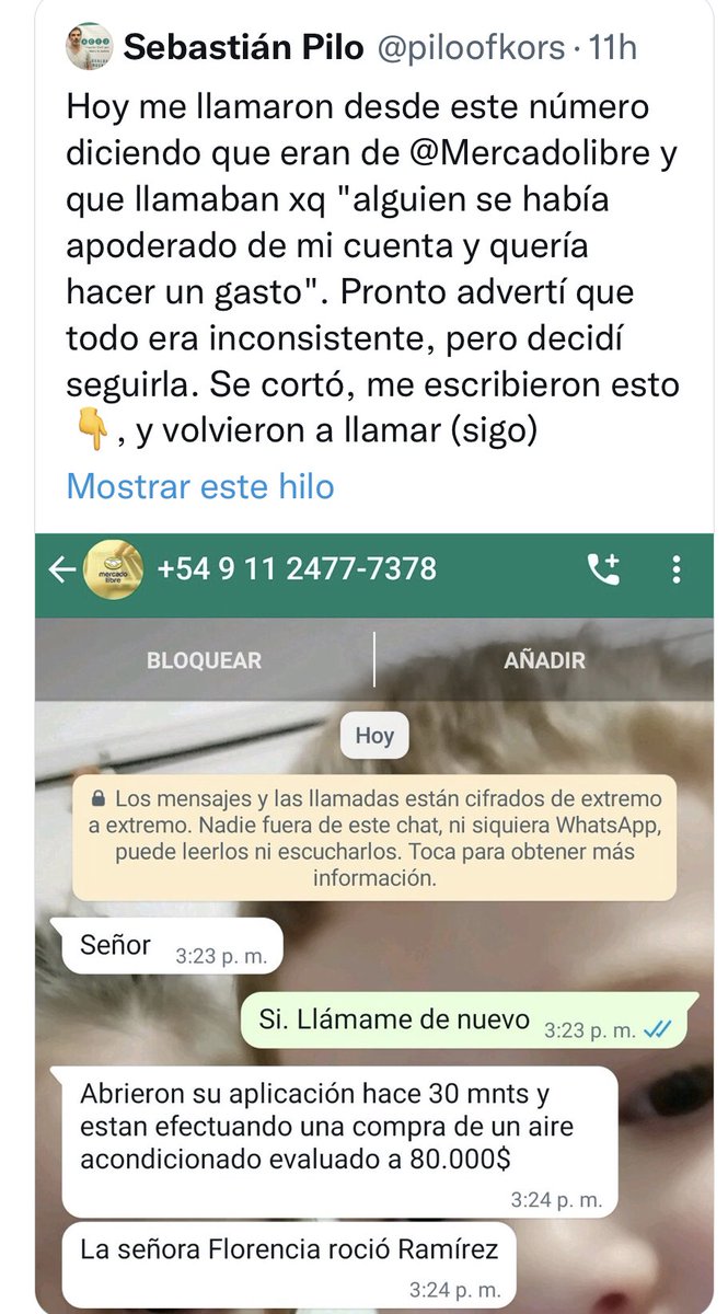 emilianox's tweet photo. ⚠️Múltiples estafas haciéndose pasar por #MercadoLibre⚠️ 
Tal cómo veníamos advirtiendo, se están dando distintas #estafas haciéndose pasar por personal de #MercadoLibre aprovechando el incidente de seguridad sufrido hace unos días. A estar muy atent@s!#ciberseguridad #MetodoPICO https://t.co/XxhyB2MFcf