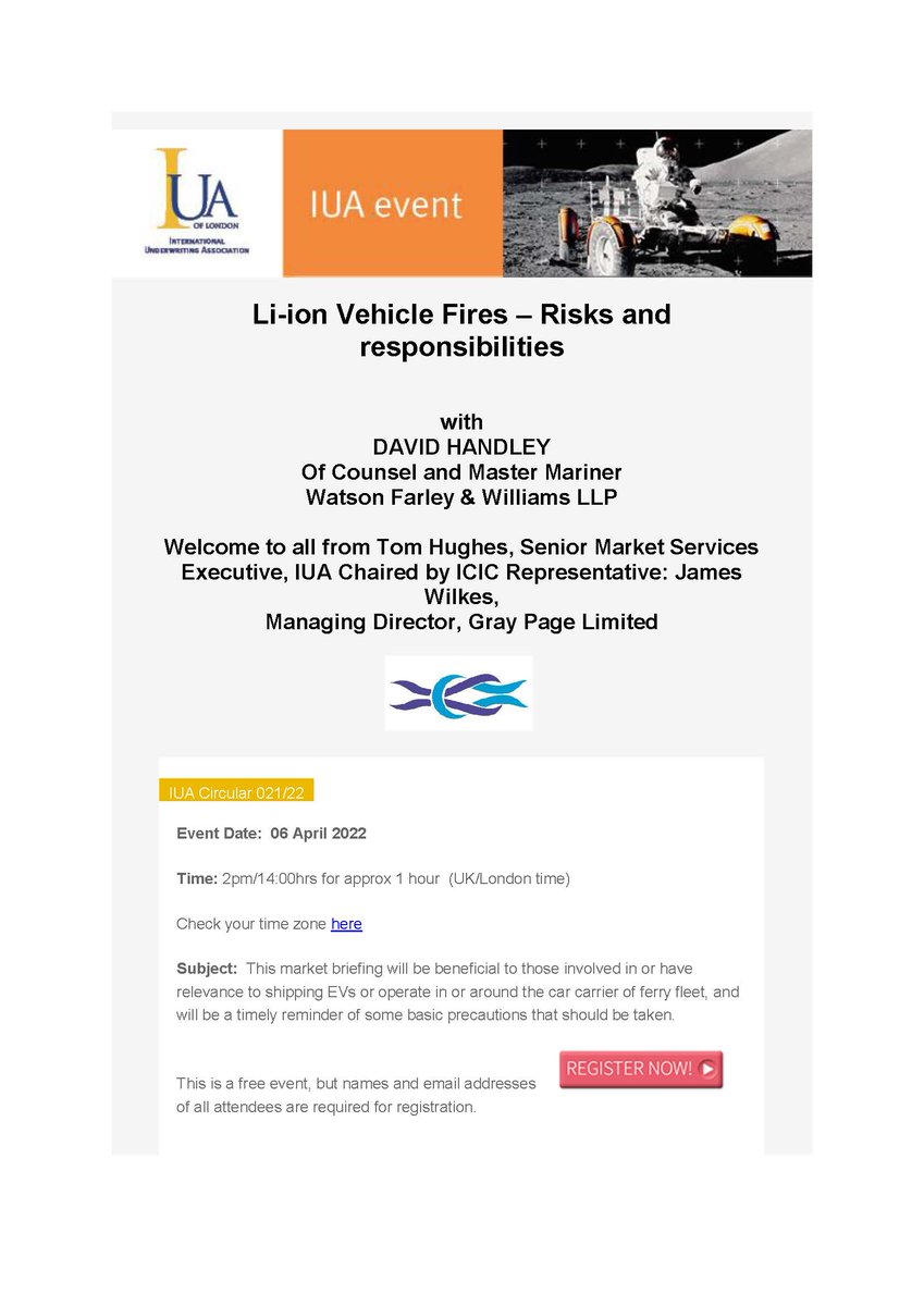 cargoconference's tweet image. IUA Event: Li-ion Vehicle Fires - Risks and Responsibilities, to register for this free event visit our website cargo-conference.co.uk/recent--upcomi…
#cargo #cargoinsurance
