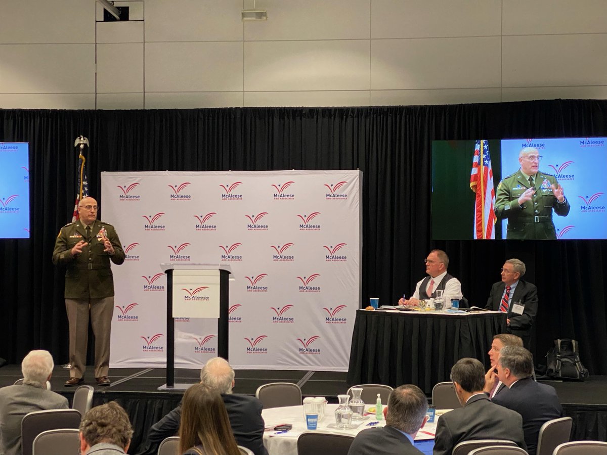 McAleeseAssocPC's tweet photo. .@USArmy #RCCTO LTG Thurgood discusses his strong industry partnerships, short decision cycles and high transparency = speed and warfighter success in offensive #hypersonics and directed energy. #DPC22 #ArmyStrong https://t.co/0D8dHd5ker