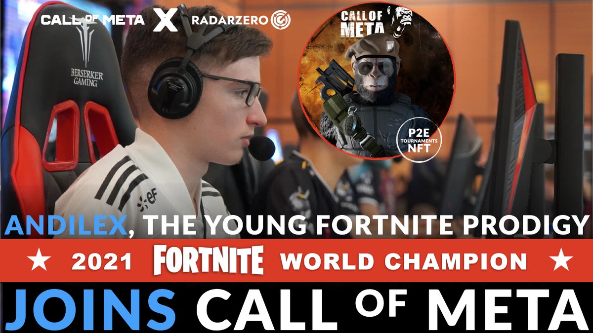 CallOfMeta_NFT's tweet photo. Welcome @AndilexFN the young #Fortnite prodigy &amp; 2021 World Champion. 
Andilex is our official ambassador and will organize events and #NFT Tournaments with our community. 

#Play2Earn #NFTCommumity #Metaverse #Esports https://t.co/pzslLneOsb