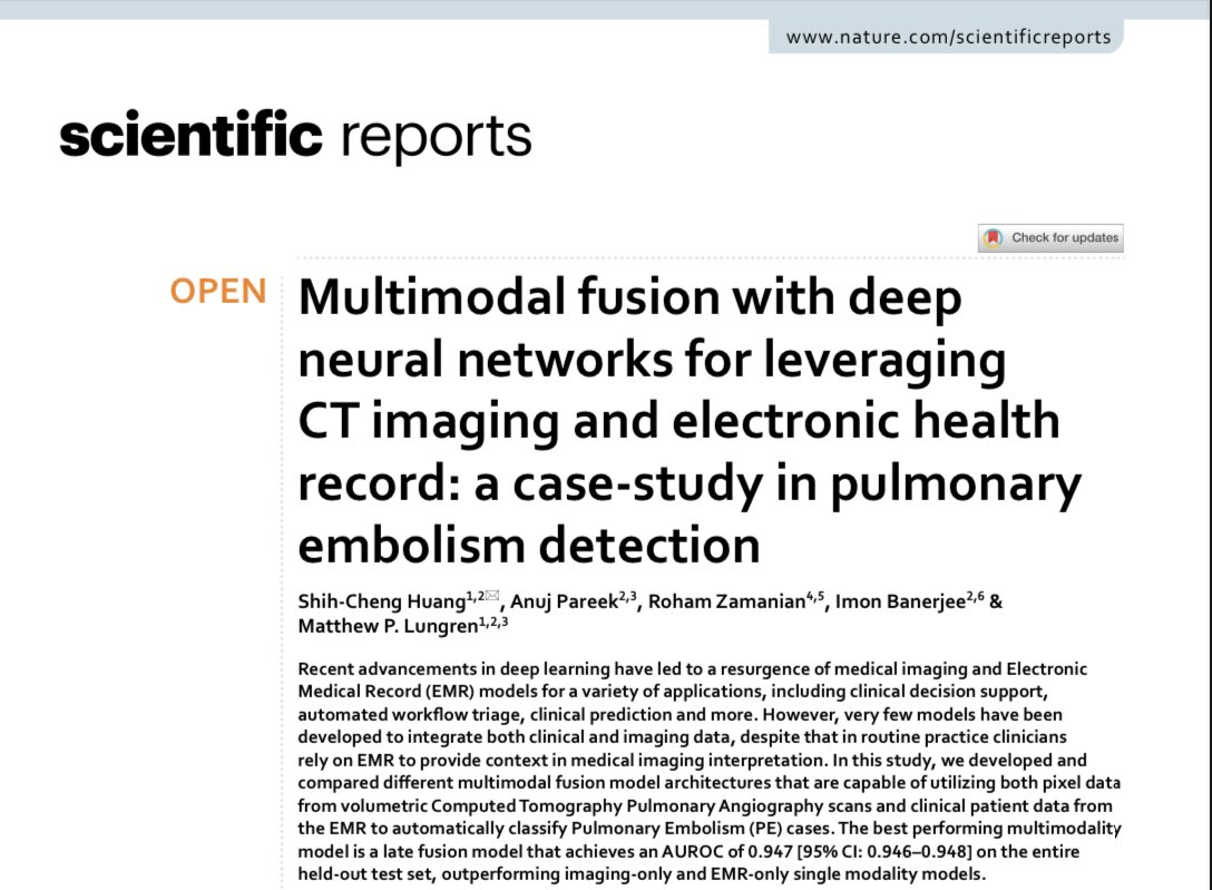 ACRRFS's tweet photo. 📣Don’t miss the next @ACRRFS AI Journal Club on Multimodal Fusion w/ Deep Neural Networks For Leveraging CT Imaging & Electronic Health Record!📣
🗓3/28/22
⏰8-9p ET
👤Moderator @SinaMazaheriMD
👥Panelists @mattlungrenMD @ImonBanerjee6 @judywawira @MarsScHuang
#RADAIJC #radres https://t.co/hbPVxZOVtm