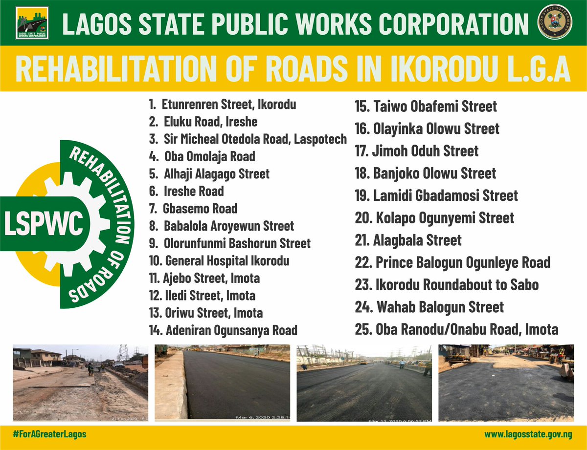 As Ikorodu prepares to host Mr. Governor here's a moderate list of BOS Infrastructure Intervention in Ikorodu #GreaterLagos
