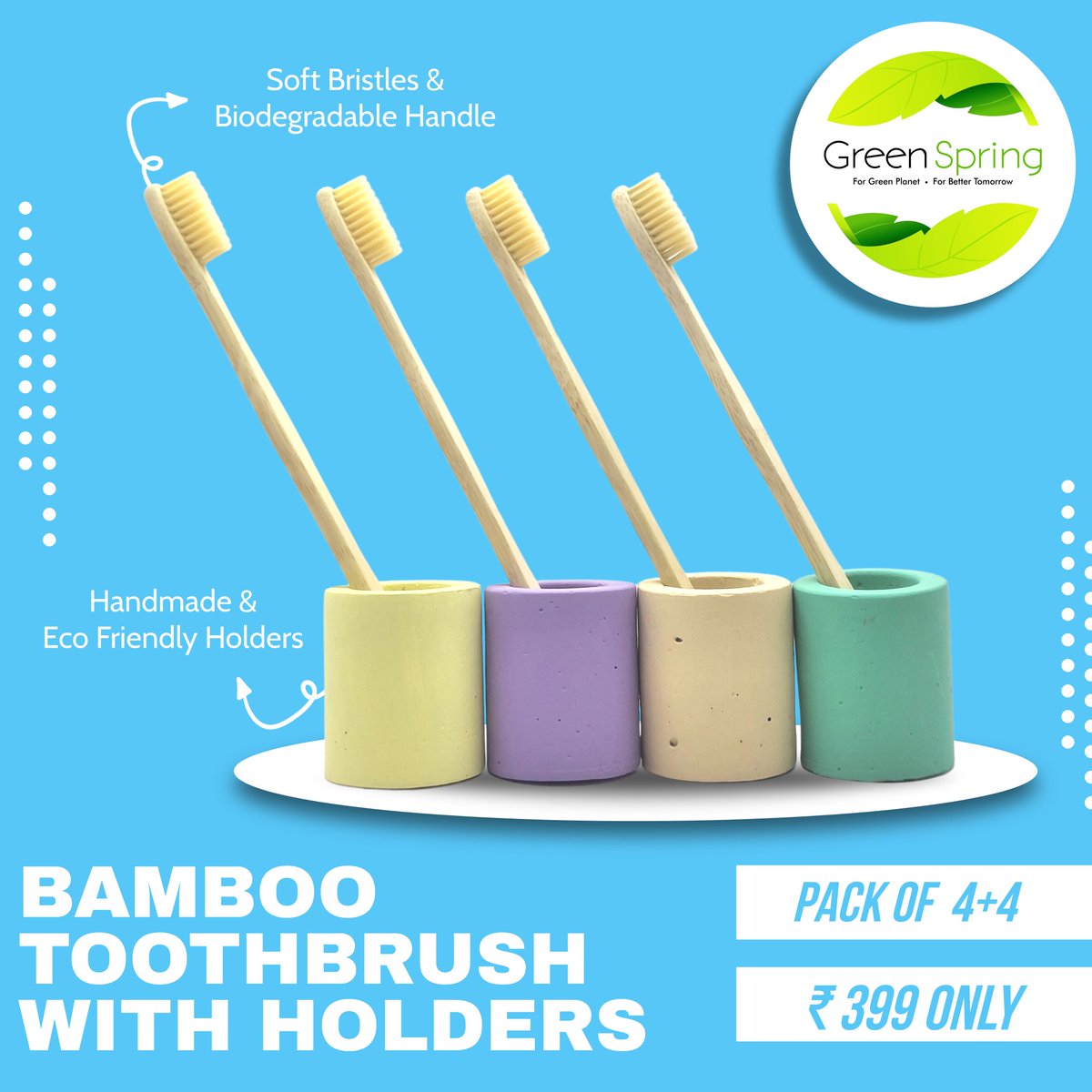 GreenSpring_in's tweet photo. Bamboo Toothbrush with Toothbrush Holders - Pack of 4 - ₹399 only 

Shop from - https://t.co/Zvsot6etpF

#greenspring #bambootoothbrush #switchtoecofriendlyproducts #switchtosustainableliving #microplastic #plasticpollution #climatechange #refuse #reduce #recycle #reuse https://t.co/FCCoiRdxQe