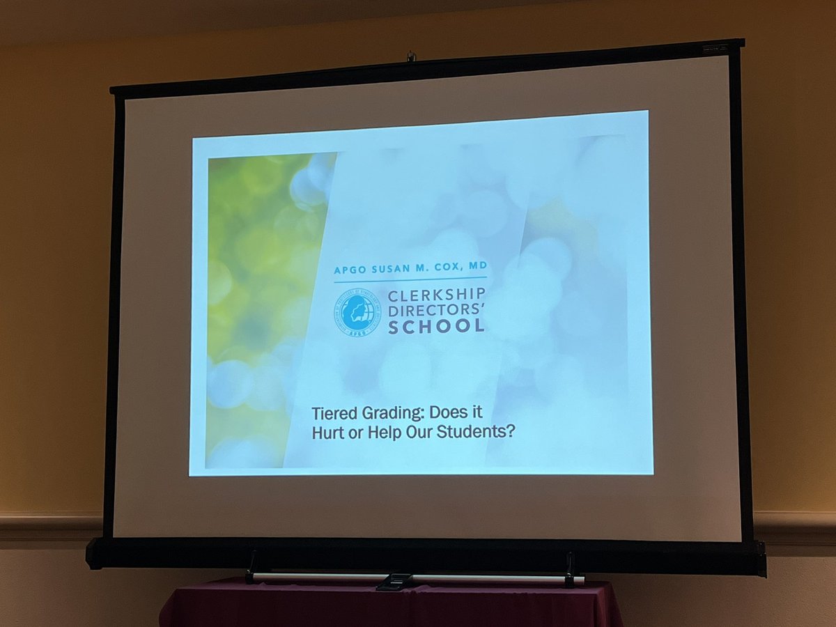 cmmorosky's tweet photo. A heated debate on Tiered Grading! Dr @susanmcox3 introduces the concept, and our great debaters Dr. @TammySonn1203 and Dr. @BaecherLind make good arguments on both sides. What do you do for your #OBGYN clerkship grades? @apgonews #MedEd #APGOCDSchool https://t.co/XdGBbCTltn