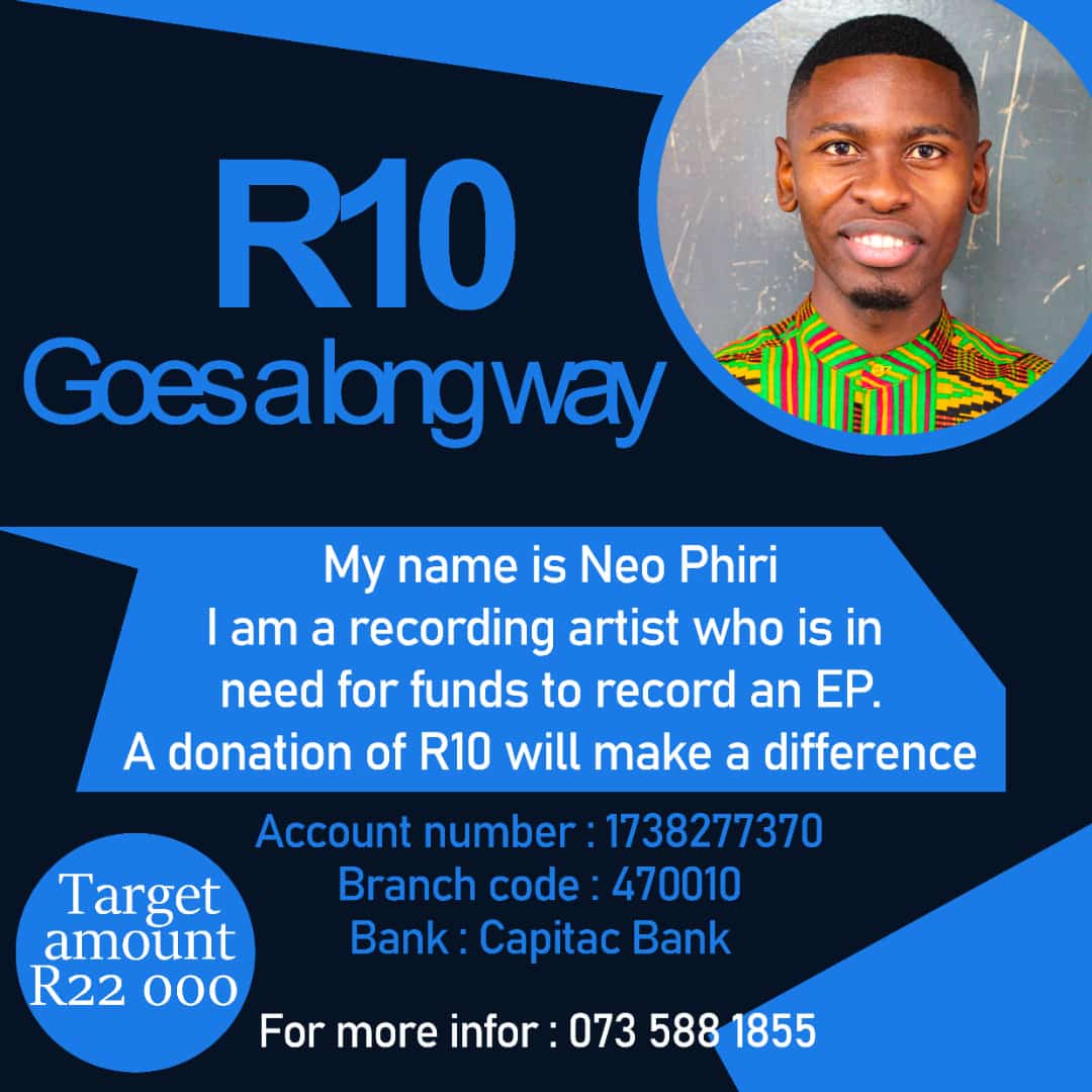 BboyThemba's tweet photo. #R10GoesALongWay please help out my brother @Neoza921  to achieve his goal on recording his EP. All details are on the poster or just DM him, thank you. https://t.co/sme18HCaph